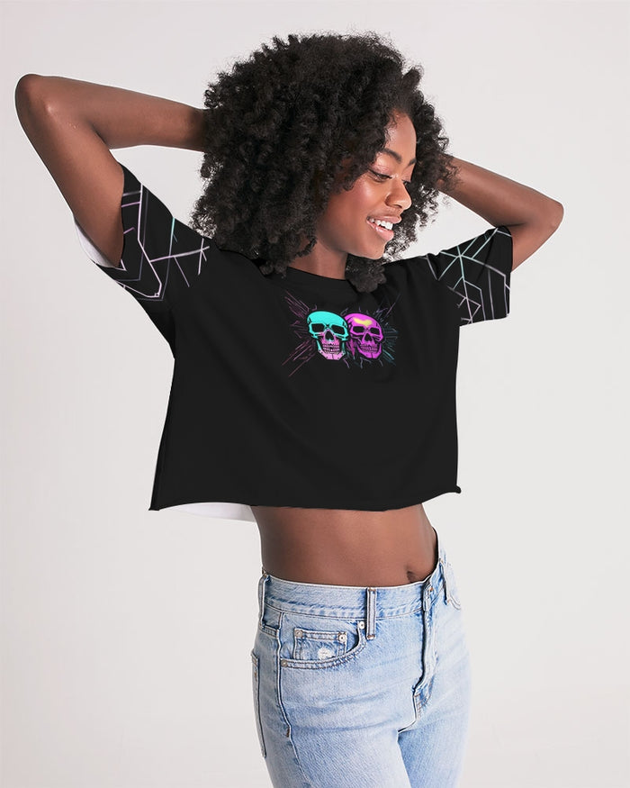 Pop Flair Women's All-Over Print Lounge Cropped Tee