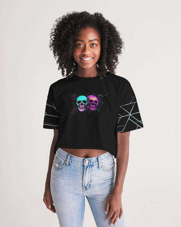 Pop Flair Women's All-Over Print Lounge Cropped Tee